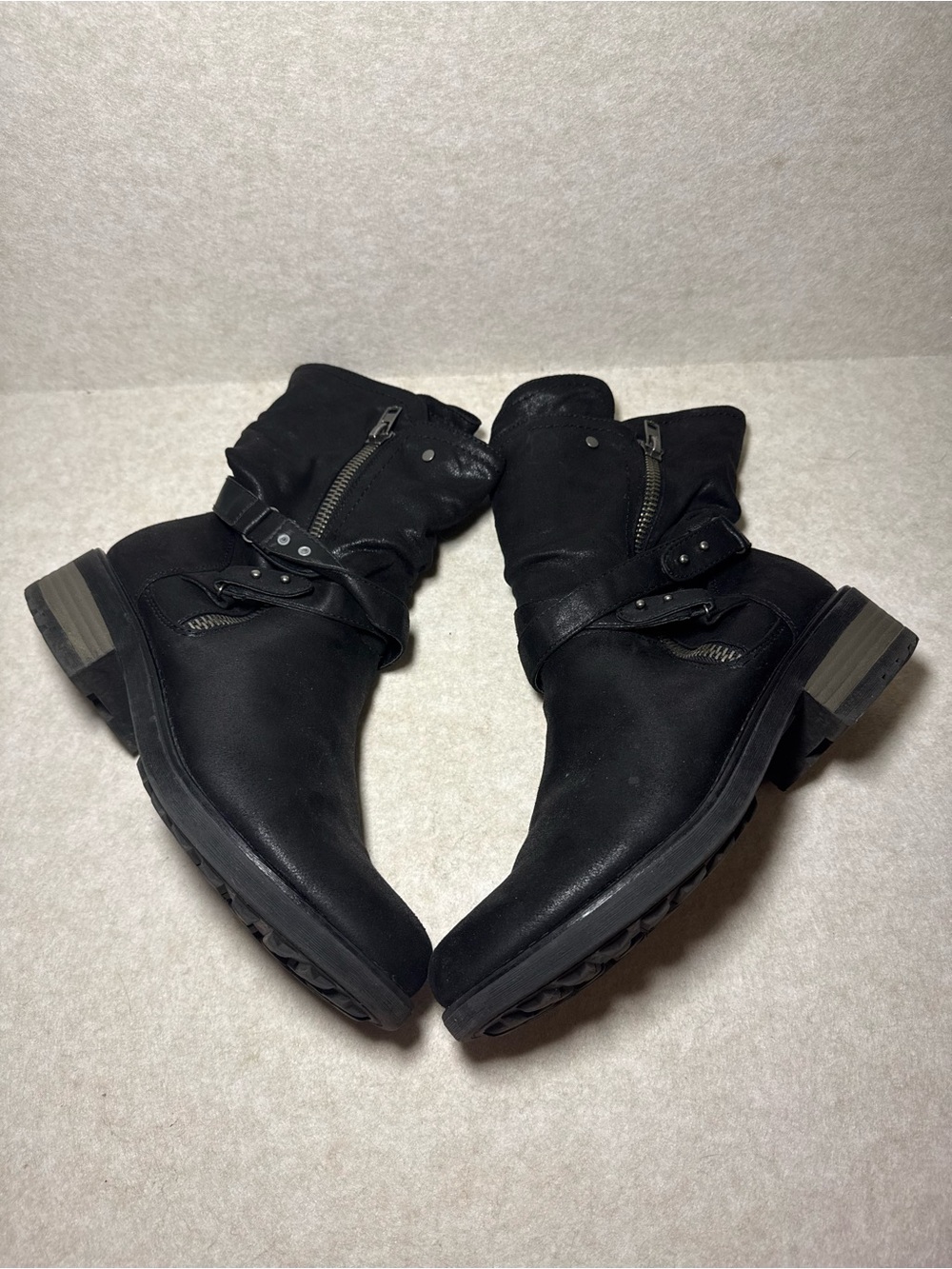 Carlos by Carlos Santana Black Sawyer Moto Boots Buckle Strap Size US 11M - Picture 6 of 9
